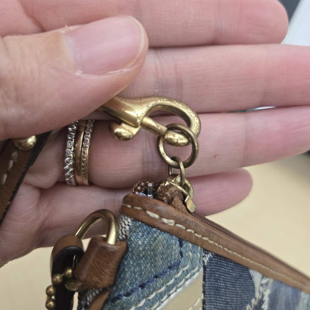 Signature Coach Denim Patchwork Wristlet - Picture 4 of 8